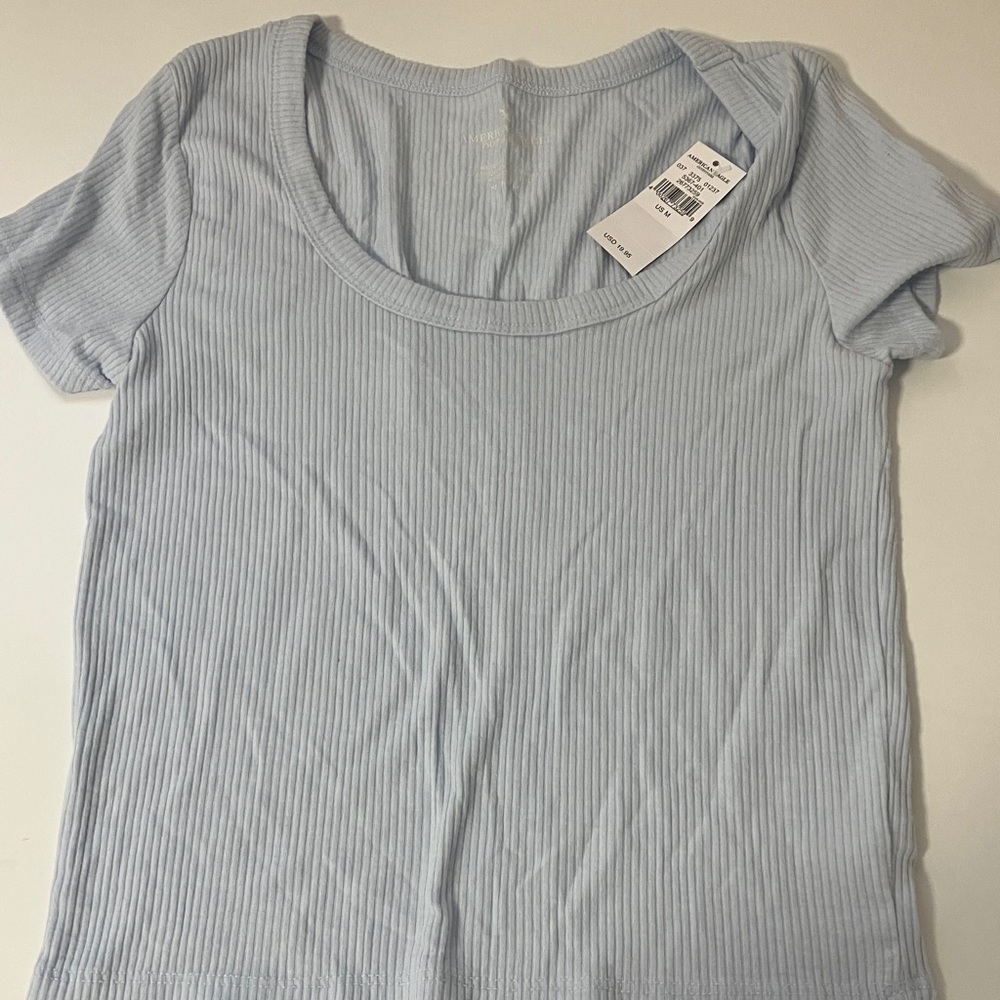 American Eagle Outfitters Light Blue Ribbed Tee